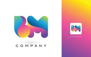 BM Logo Letter With Rainbow Vibrant Beautiful Colors. Colorful Trendy Purple and Magenta Letters Vector. vector