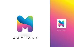 letra del logotipo de m con colores hermosos vibrantes del arco iris. m letras coloridas de moda logotipo morado y magenta. vector