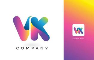 VK Letter Logo Design with Colorful Icon Gradient design vector