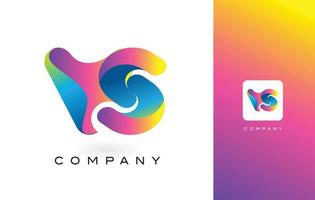 VS Logo Letter With Rainbow Vibrant Beautiful Colors. Colorful Trendy Purple and Magenta Letters Vector. vector