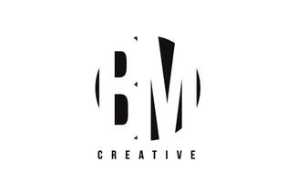 BM B M White Letter Logo Design with Circle Background. vector