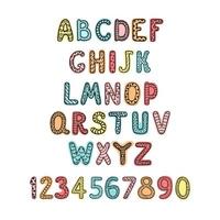 Vector cute colorful alphabet for kids. Can be used as elemets for your design for greeting cards, nursery, poster, card, birthday party, packaging paper design, baby t-shirts prints