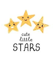 Vector illustration with hand drawn lettering - Cute little star. Colorful typography design for postcard, banner, t-shirt print, invitation, greeting card, poster