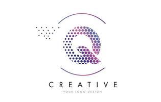 Q Pink Magenta Dotted Bubble Letter Logo Design Vector