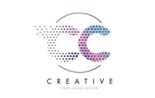 CC C C Pink Magenta Dotted Bubble Letter Logo Design Vector