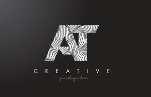 AT A T Letter Logo with Zebra Lines Texture Design Vector. vector