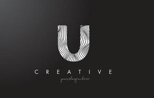 U Letter Logo with Zebra Lines Texture Design Vector. vector