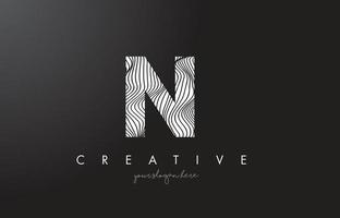 N Letter Logo with Zebra Lines Texture Design Vector. vector