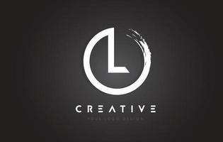 L Circular Letter Logo with Circle Brush Design and Black Background. vector