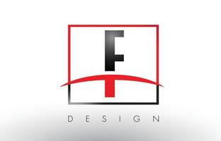 F Logo Letters with Red and Black Colors and Swoosh. vector