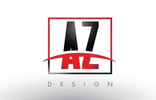 letras del logotipo de az az con colores rojo y negro y swoosh. vector