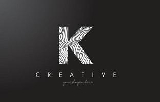 K Letter Logo with Zebra Lines Texture Design Vector. vector