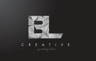BL B L Letter Logo with Zebra Lines Texture Design Vector. vector
