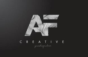 AF A F Letter Logo with Zebra Lines Texture Design Vector. vector