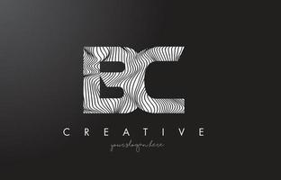 BC B C Letter Logo with Zebra Lines Texture Design Vector. vector