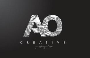 AO A O Letter Logo with Zebra Lines Texture Design Vector. vector