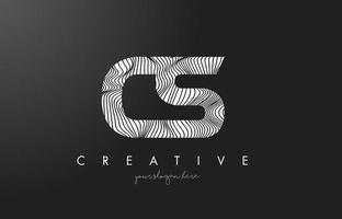 CS C S Letter Logo with Zebra Lines Texture Design Vector. vector