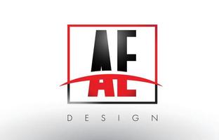 ae ad logo letras con colores rojo y negro y swoosh. vector