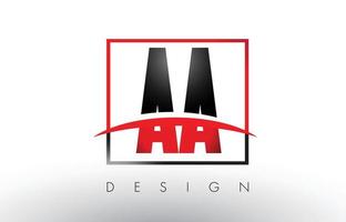 AA A Logo Letters with Red and Black Colors and Swoosh. vector