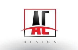 AC A C Logo Letters with Red and Black Colors and Swoosh. vector