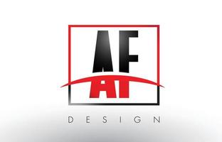 AF A F Logo Letters with Red and Black Colors and Swoosh. vector