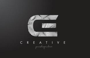 CE C E Letter Logo with Zebra Lines Texture Design Vector. vector