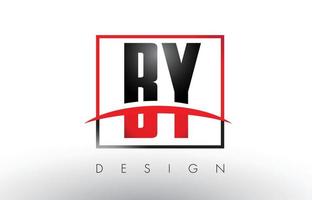 BY B Y Logo Letters with Red and Black Colors and Swoosh. vector