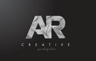 AR A R Letter Logo with Zebra Lines Texture Design Vector. vector