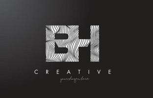 BH B H Letter Logo with Zebra Lines Texture Design Vector. vector