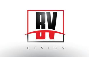 BV B V Logo Letters with Red and Black Colors and Swoosh. vector