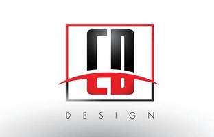 CD C D Logo Letters with Red and Black Colors and Swoosh. vector