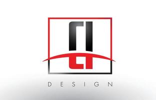CI C I Logo Letters with Red and Black Colors and Swoosh. vector