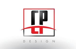 CP C P Logo Letters with Red and Black Colors and Swoosh. vector