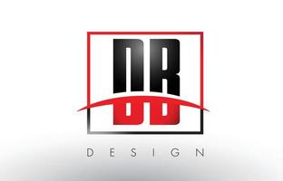 DB D B Logo Letters with Red and Black Colors and Swoosh. vector