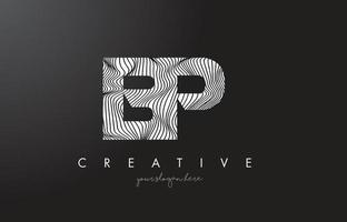 BP B P Letter Logo with Zebra Lines Texture Design Vector. vector