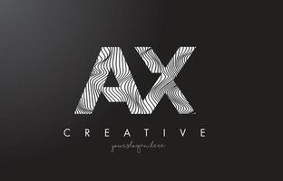 AX A X Letter Logo with Zebra Lines Texture Design Vector. vector