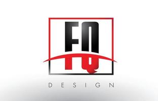 FQ F Q Logo Letters with Red and Black Colors and Swoosh. vector