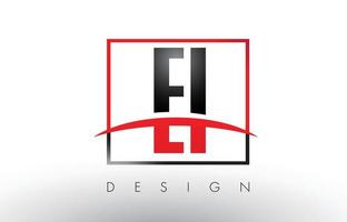 EI E I Logo Letters with Red and Black Colors and Swoosh. vector