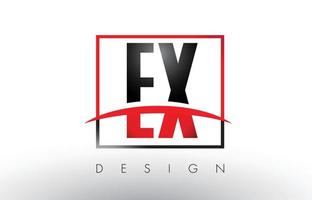 EX E X Logo Letters with Red and Black Colors and Swoosh. vector