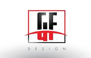 Letras del logotipo de gf gf con colores rojo y negro y swoosh. vector