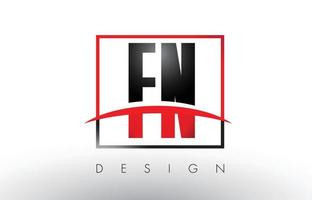 FN F N Logo Letters with Red and Black Colors and Swoosh. vector