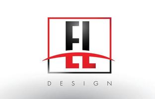 EL E L Logo Letters with Red and Black Colors and Swoosh. vector