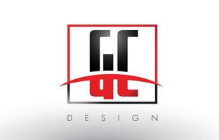 letras del logotipo de gc gc con colores rojo y negro y swoosh. vector