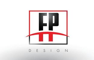 FP F P Logo Letters with Red and Black Colors and Swoosh. vector