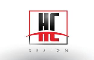 HC H C Logo Letters with Red and Black Colors and Swoosh. vector