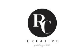 RC Letter Logo Design with Black Circle and Serif Font. vector