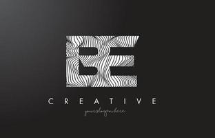 BE B E Letter Logo with Zebra Lines Texture Design Vector. vector