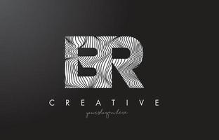 BR B R Letter Logo with Zebra Lines Texture Design Vector. vector