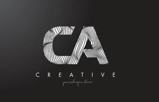 CA C A Letter Logo with Zebra Lines Texture Design Vector. vector