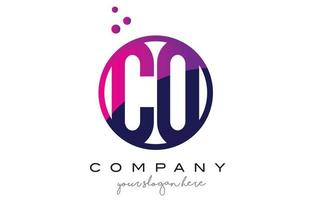 Diseño de logotipo cq cq círculo letra con puntos púrpuras burbujas vector